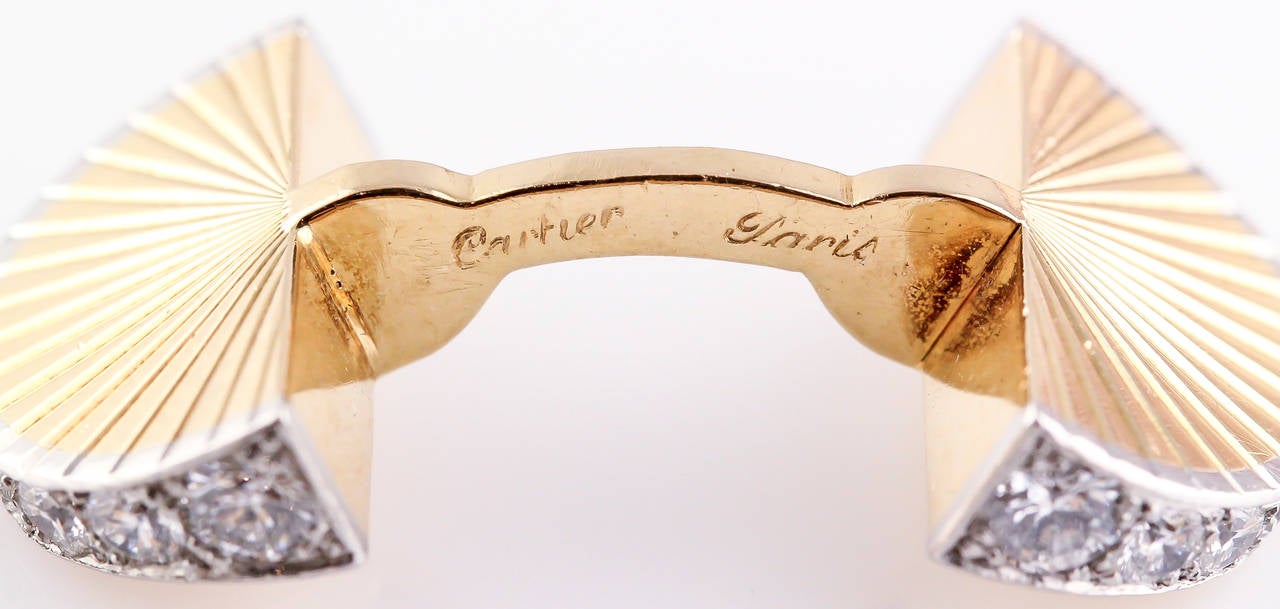 Men's 1950s Cartier Diamond Gold Platinum Cufflinks