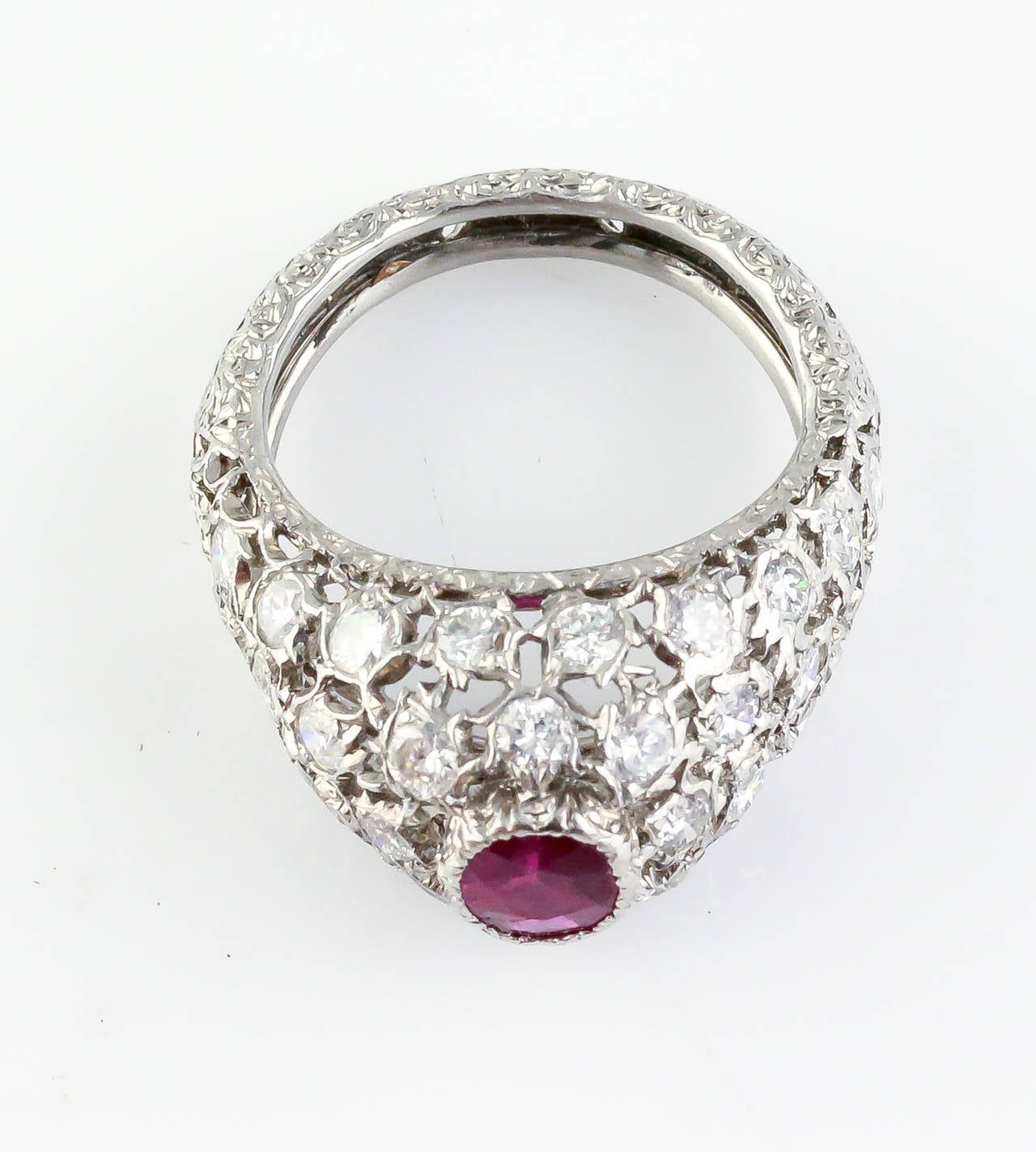 Women's Buccellati Ruby Diamond Platinum Ring