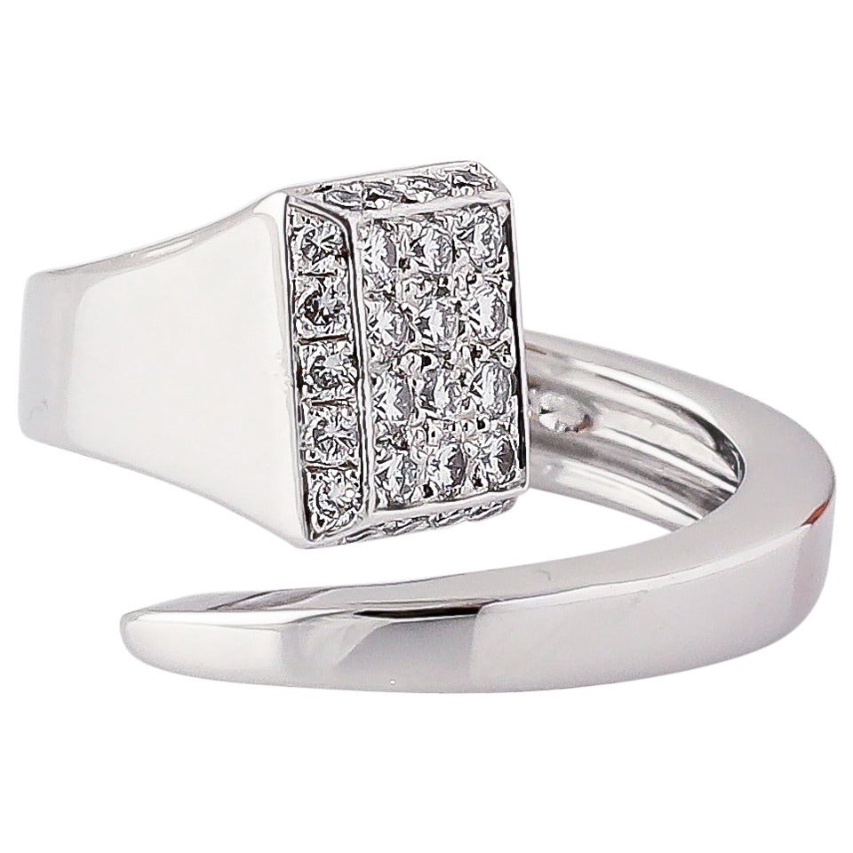 Hermes Diamond White Gold Twisted Nail Ring