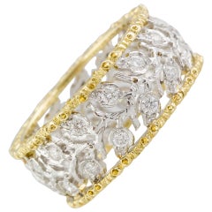 M. Buccellati Ramage Diamond Two-Color Gold Leaf Band Ring