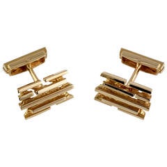 Cartier Abstract Gold Cufflinks