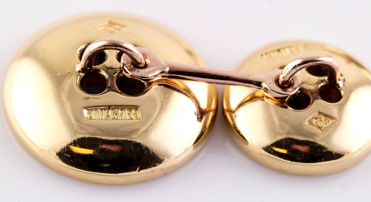 Bulgari Yellow and White Gold Button Cufflinks 1