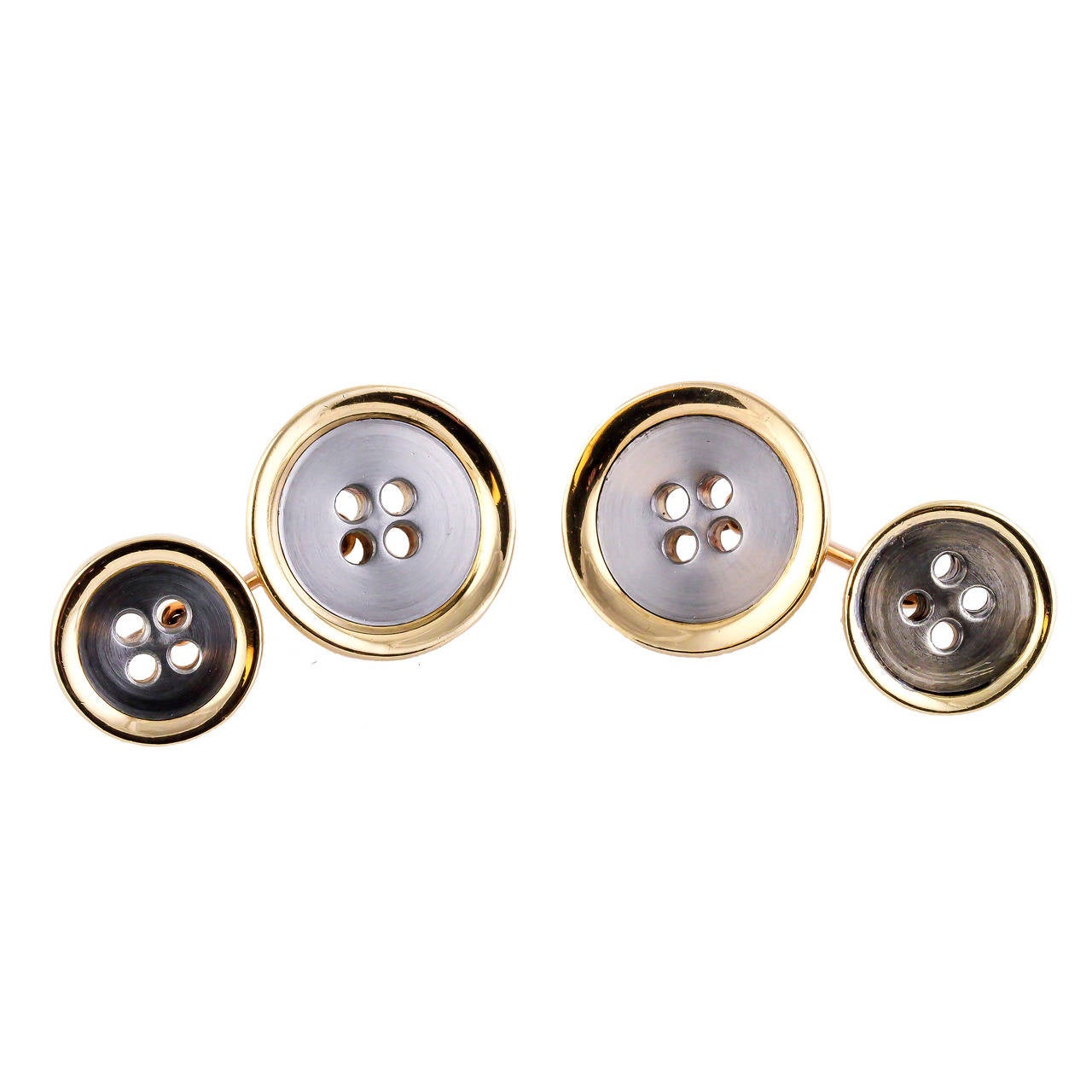 Bulgari Yellow and White Gold Button Cufflinks