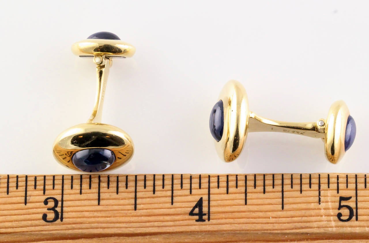Hammerman Brothers Sapphire Gold Cufflinks In Excellent Condition In New York, NY