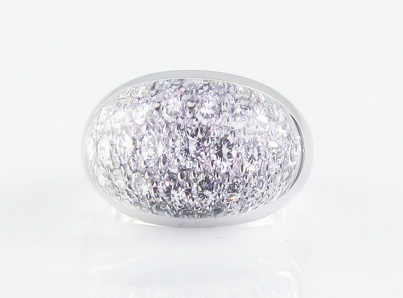 Chic diamond, rock crystal and 18K white gold dome ring from the 
