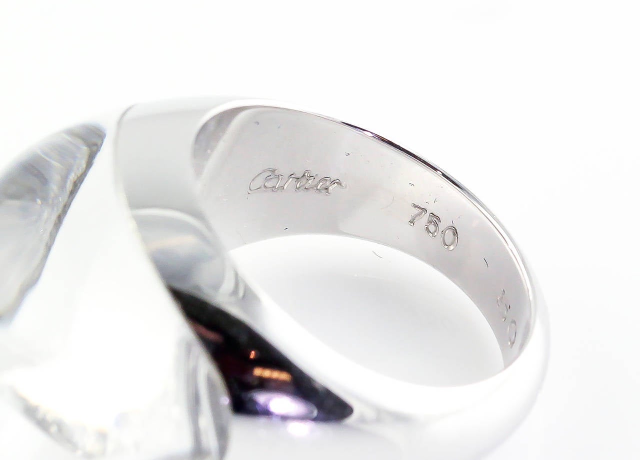 Must de Cartier Rock Crystal Diamond Gold Dome Ring In Good Condition In New York City, NY