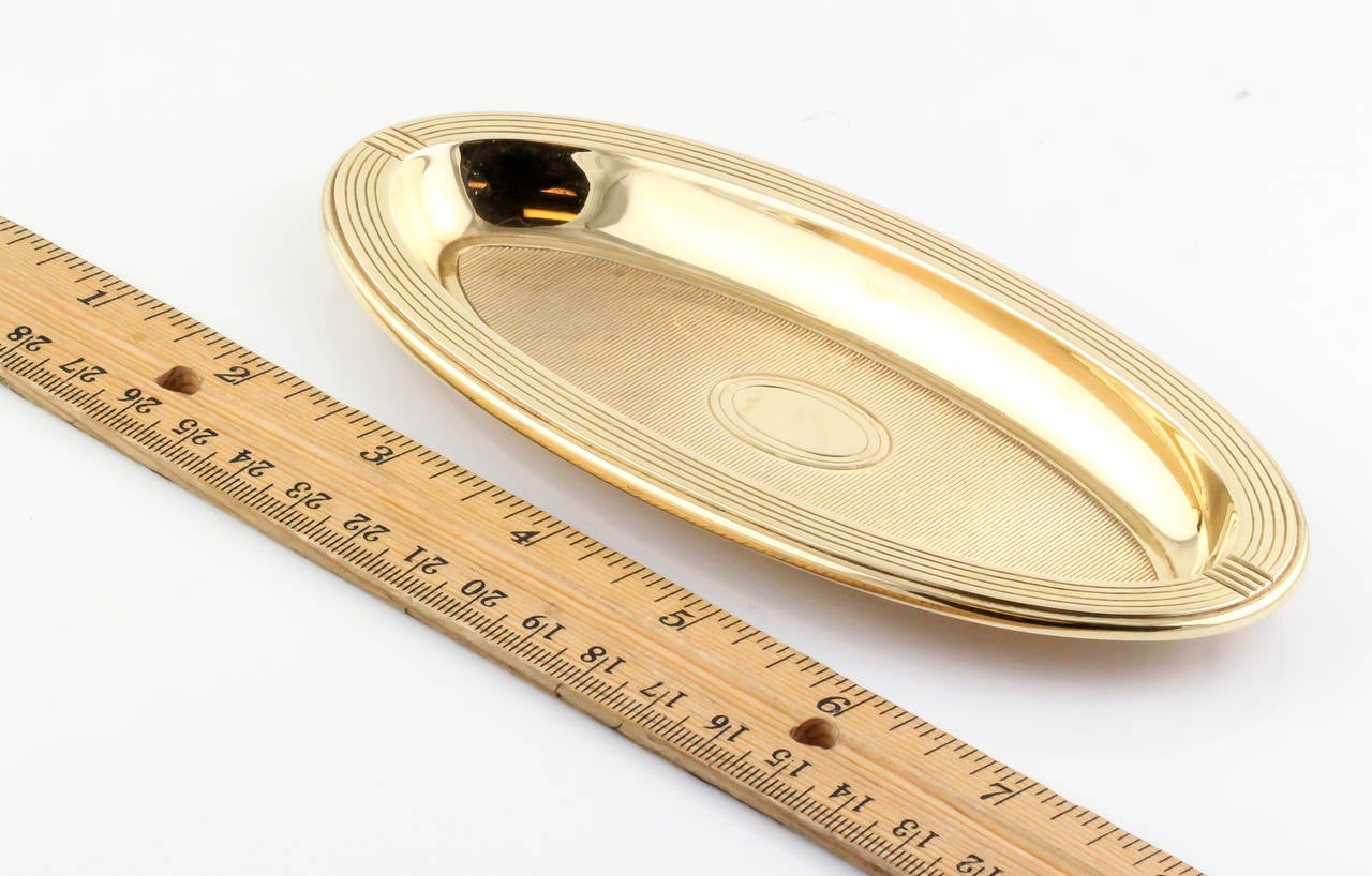 Women's or Men's Tiffany & Co. Makers Gold Ribbed Tray