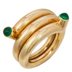TIFFANY & CO. SCHLUMBERGER Emerald and Gold Coil Ring 5