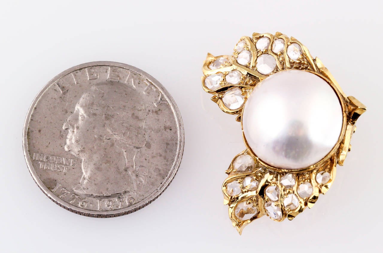Buccellati Mabe Pearl Rose Cut Diamond Gold Earrings 1