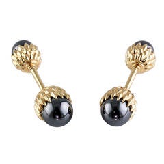 Tiffany & Co. Schlumberger Hematite Gold Acorn Cufflinks