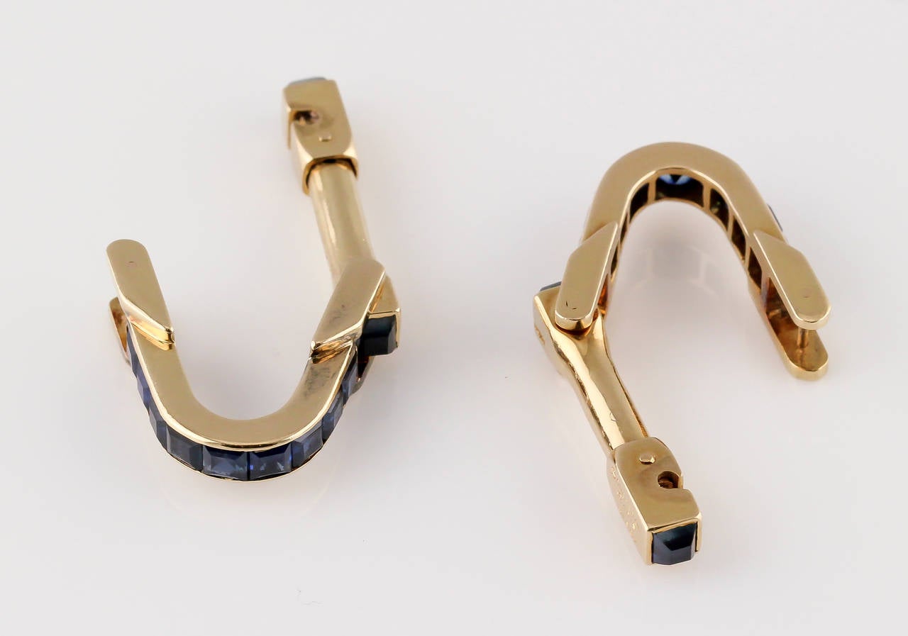 Men's Boucheron Paris Sapphire Gold Triangle Cufflinks