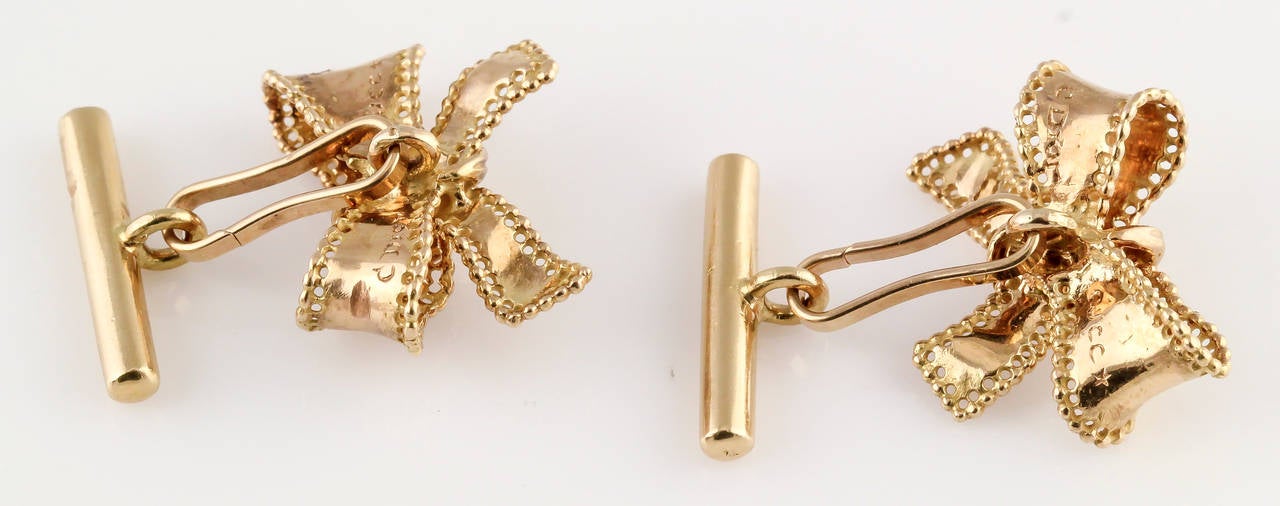 Christian Dior Gold Ribbon Bow Cufflinks at 1stDibs dior cufflinks