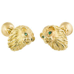 TIFFANY & CO. Emerald & Gold Lion Cufflinks 7