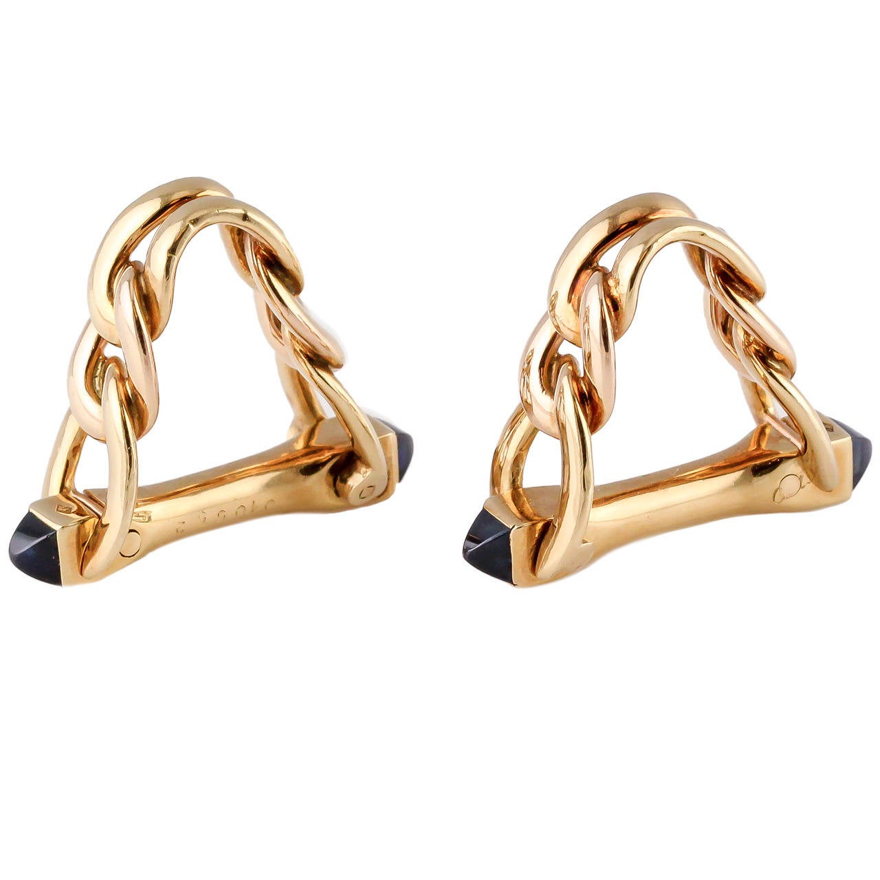 Cartier Sapphire Gold Triangular Link Cufflinks
