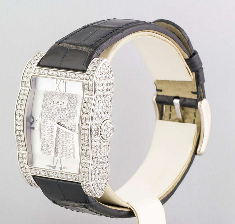 Ebel White Gold and Diamond Tarawa Automatic Wristwatch with Date In Excellent Condition In New York City, NY