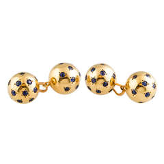 VAN CLEEF & ARPELS Sapphire Gold Sphere Cufflinks