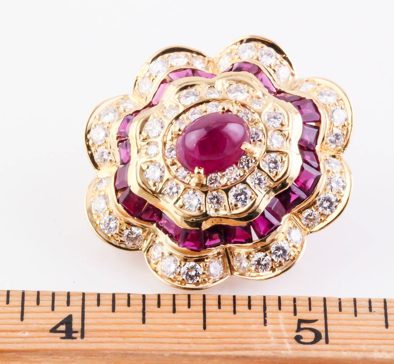 Women's Impressive Ruby Diamond Gold Ear Clips