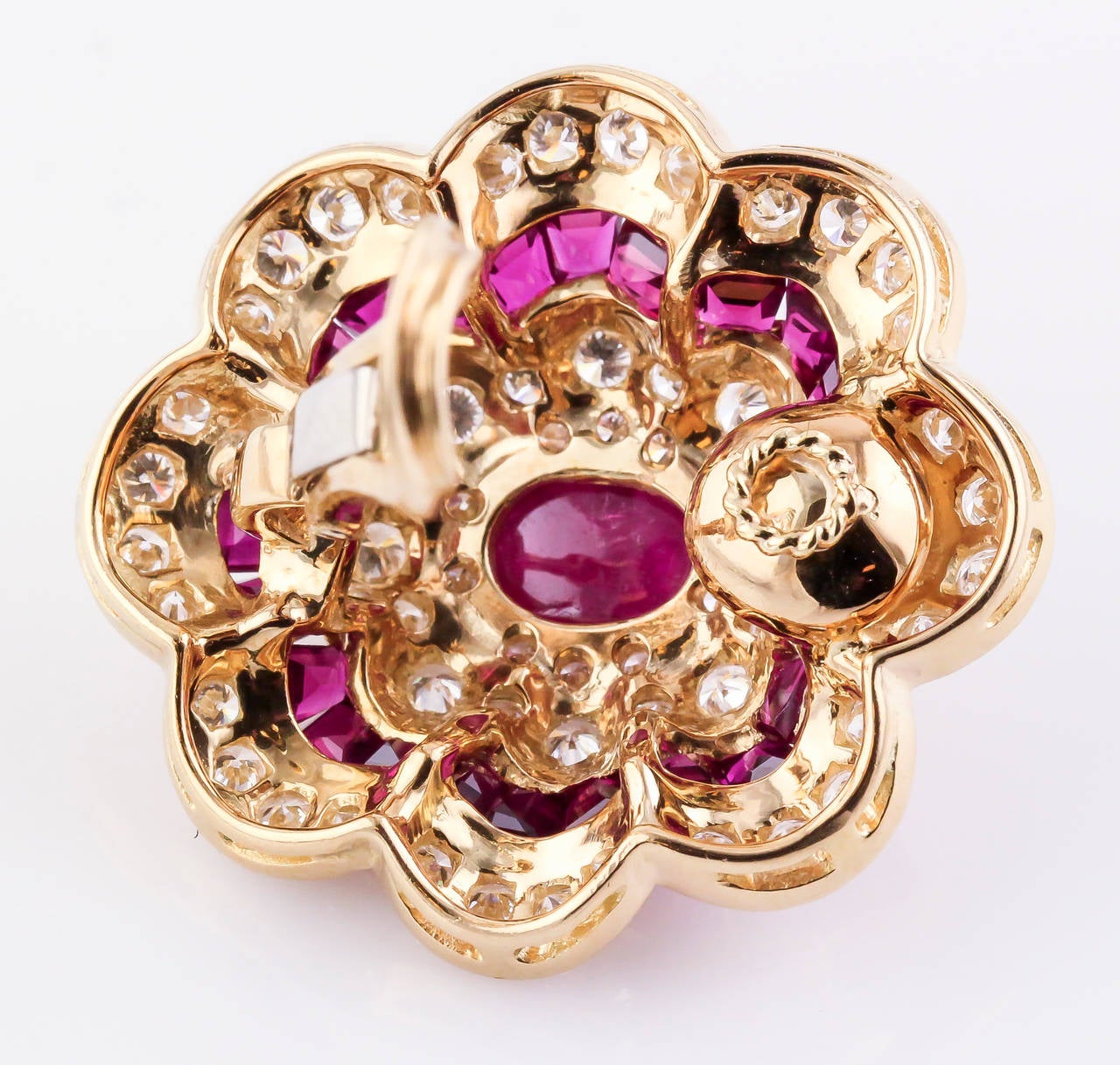 Impressive Ruby Diamond Gold Ear Clips 1