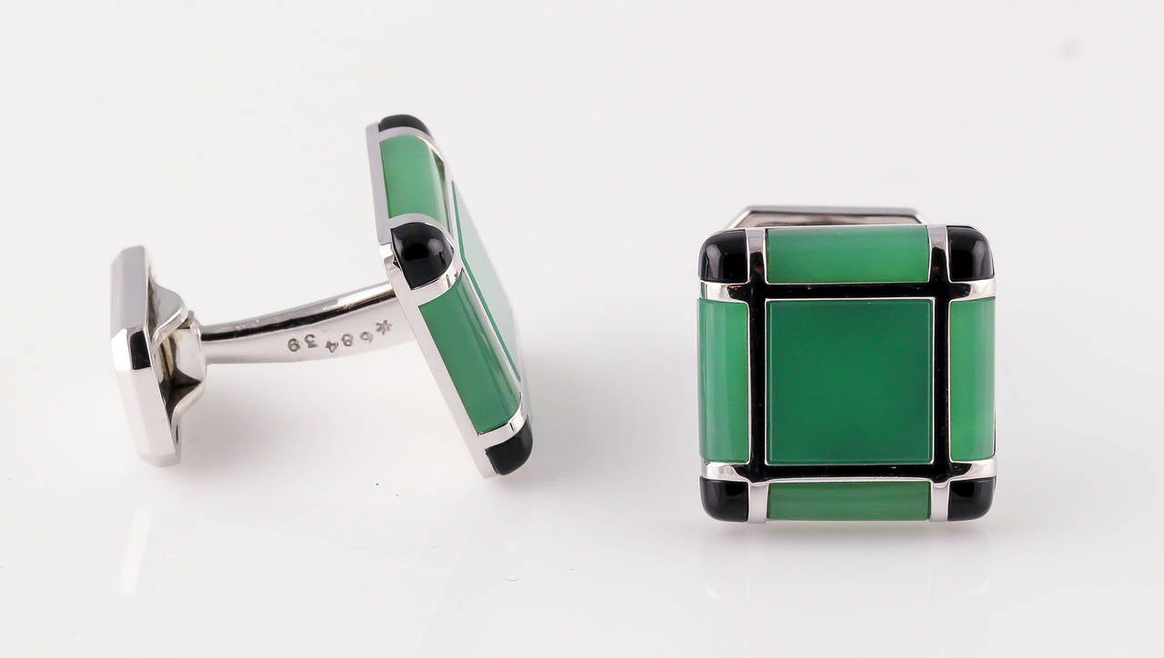 Harry Winston Onyx Chalcedony Gold Cufflinks at 1stDibs harry winston cufflinks