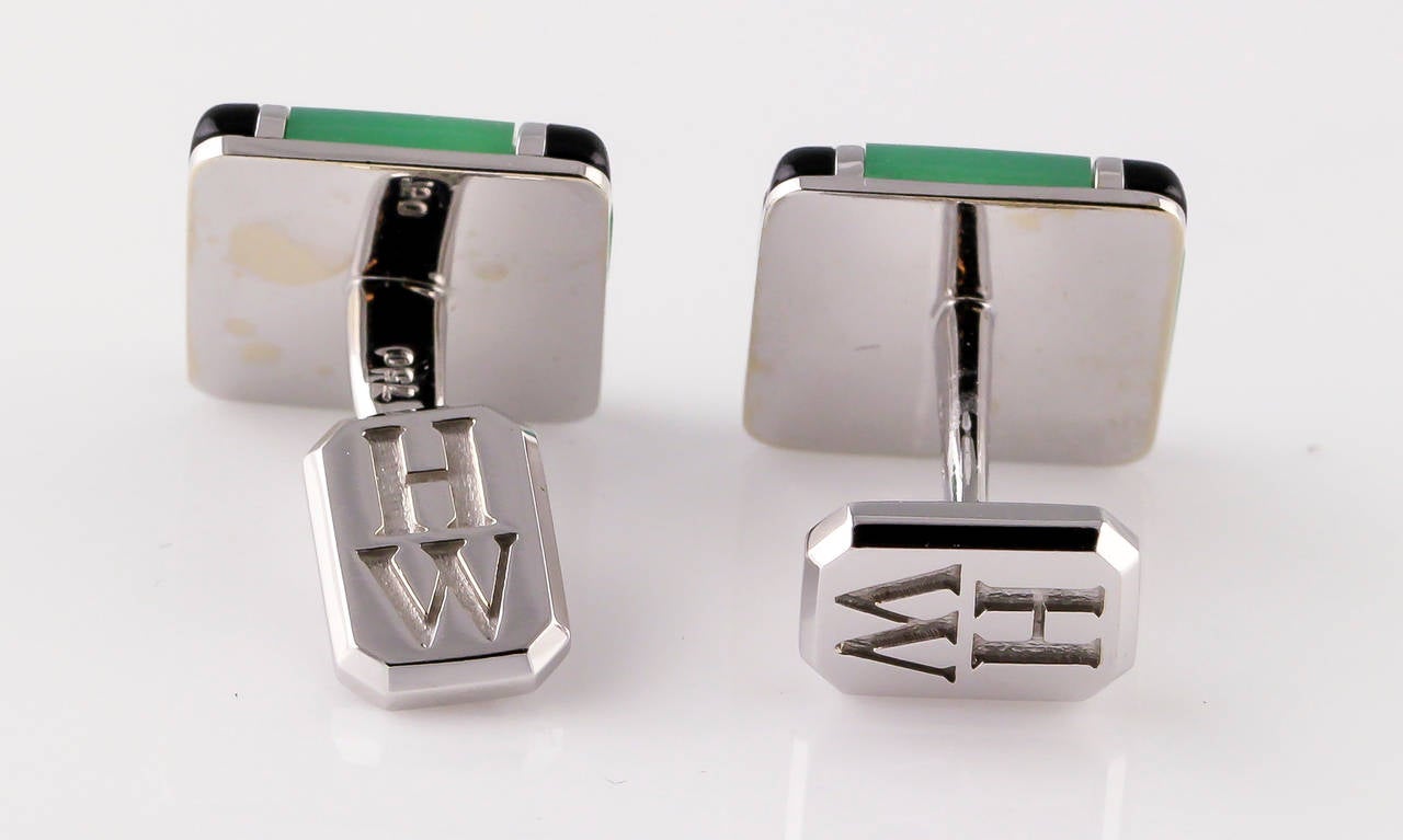 Harry Winston Onyx Chalcedony Gold Cufflinks at 1stDibs harry winston cufflinks