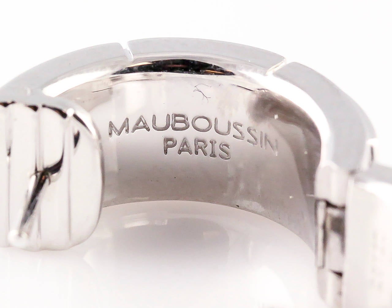 Mauboussin Paris Mother of Pearl Diamond Gold Hoop Earrings 2