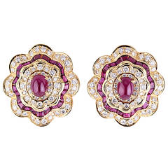Impressive Ruby Diamond Gold Ear Clips 4