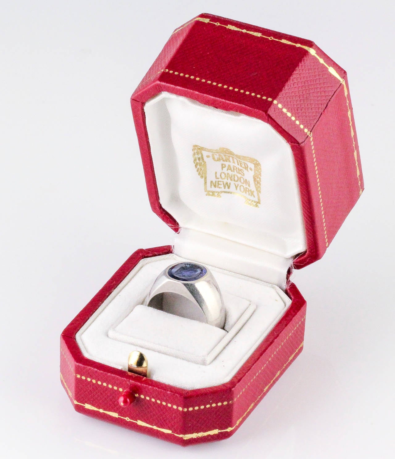 Cartier Art Deco Burma Sapphire Platinum Signet Ring 2