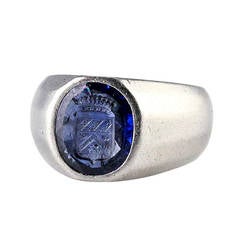 Cartier Art Déco Burma Sapphire Platinum Signet Ring