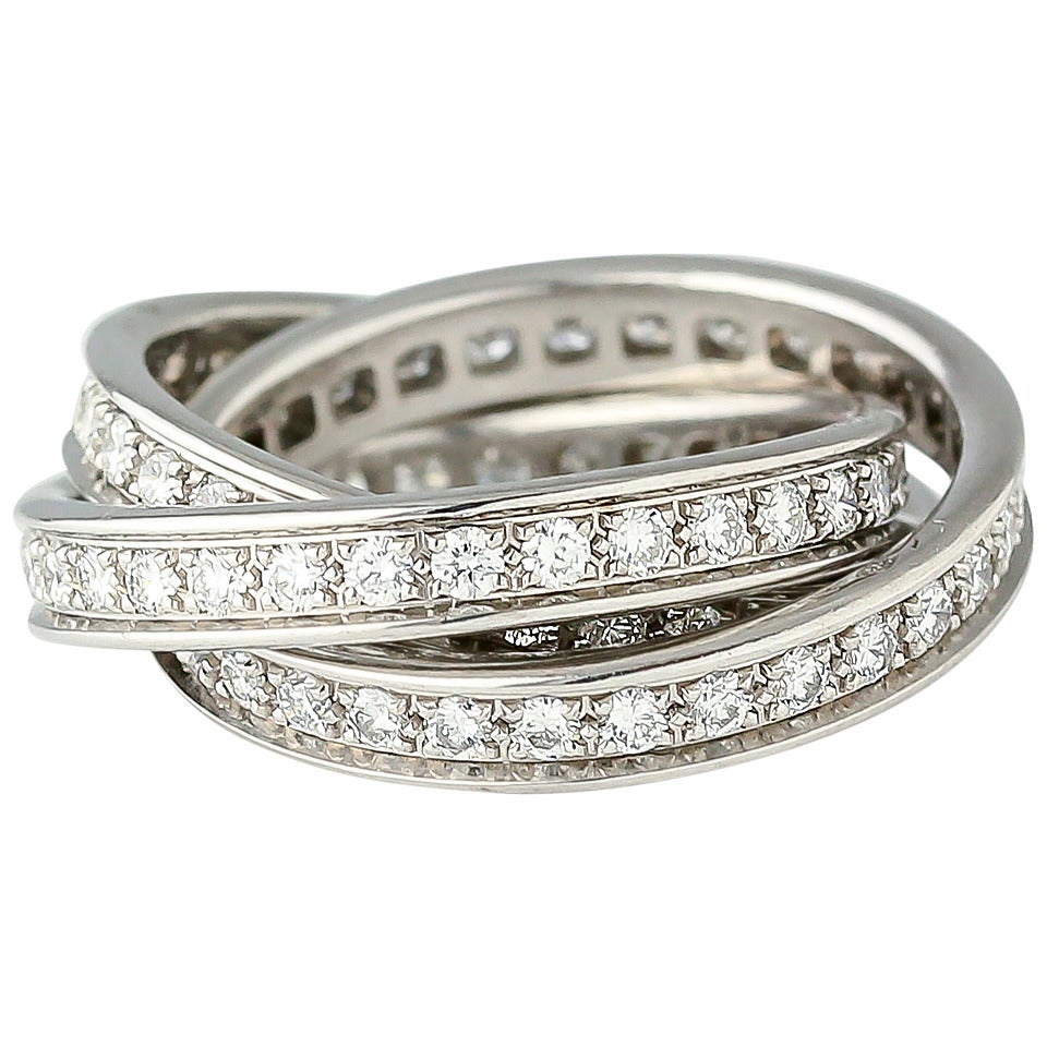 Cartier Trinity Diamond Gold Rolling Ring at 1stdibs
