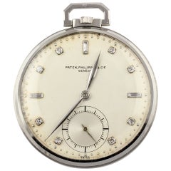 Vintage Patek Philippe Platinum Diamond Manual Pocket Watch Ref 600