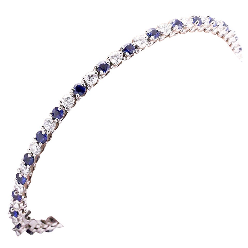 TIFFANY & CO.  Sapphire, Diamond and platinum Line Bracelet