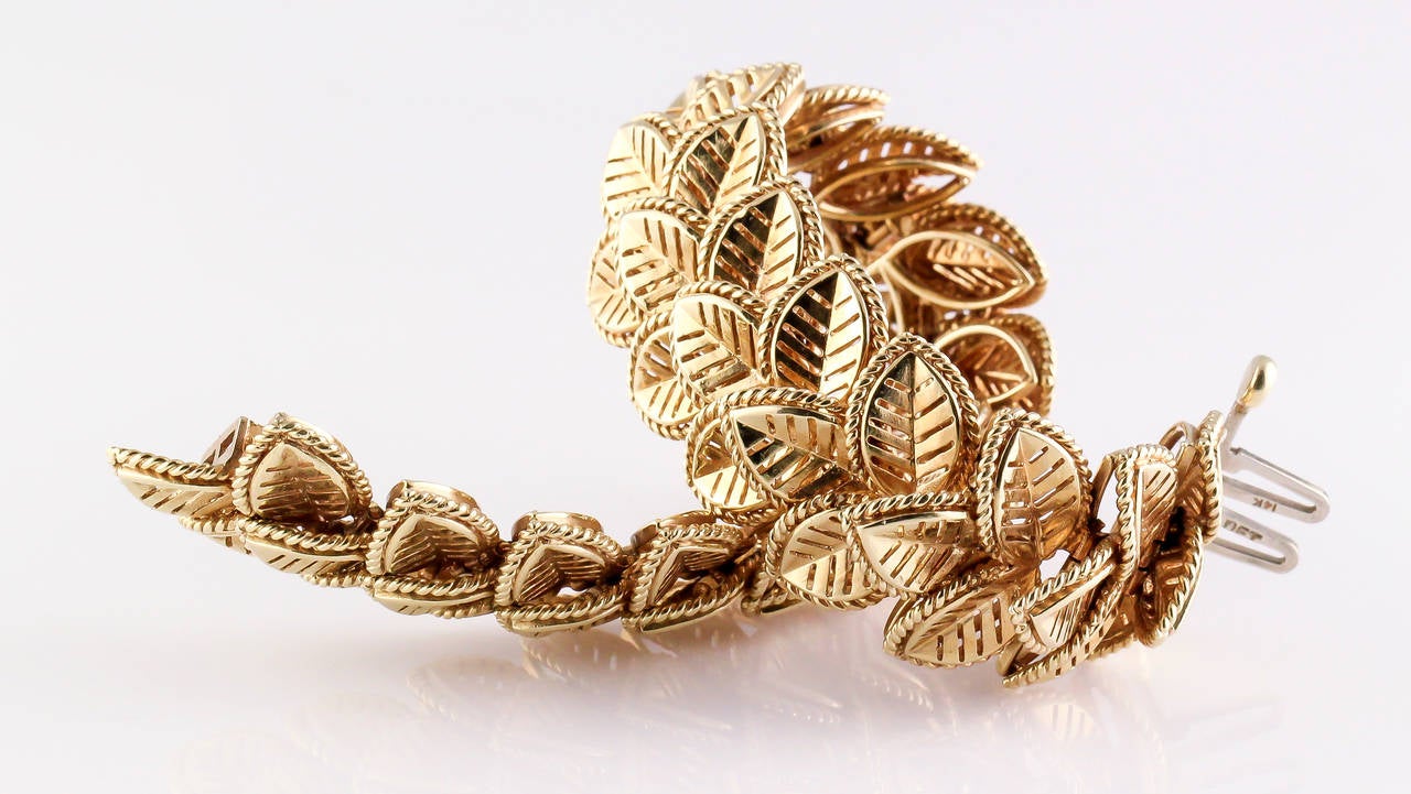 Cartier Retro Flexible Gold Multi Leaf Bracelet For Sale at 1stDibs ...