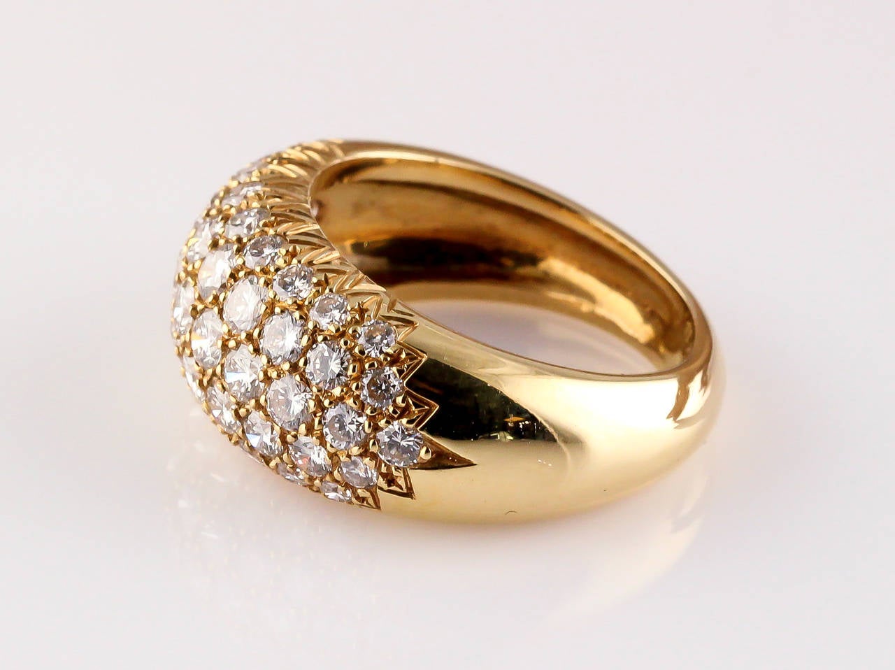 Women's French Diamond Gold Dome Ring