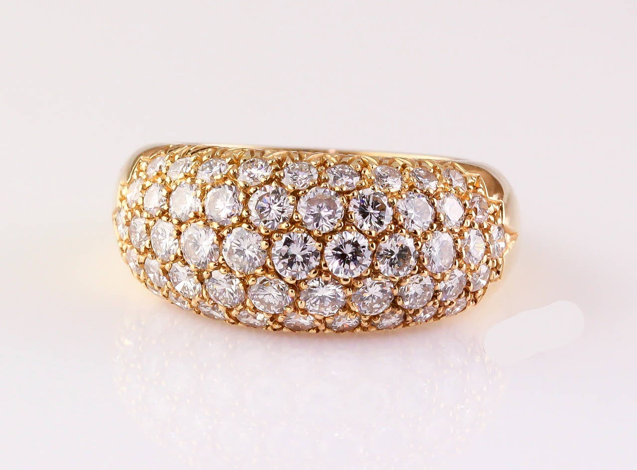 French Diamond Gold Dome Ring In Excellent Condition In New York, NY