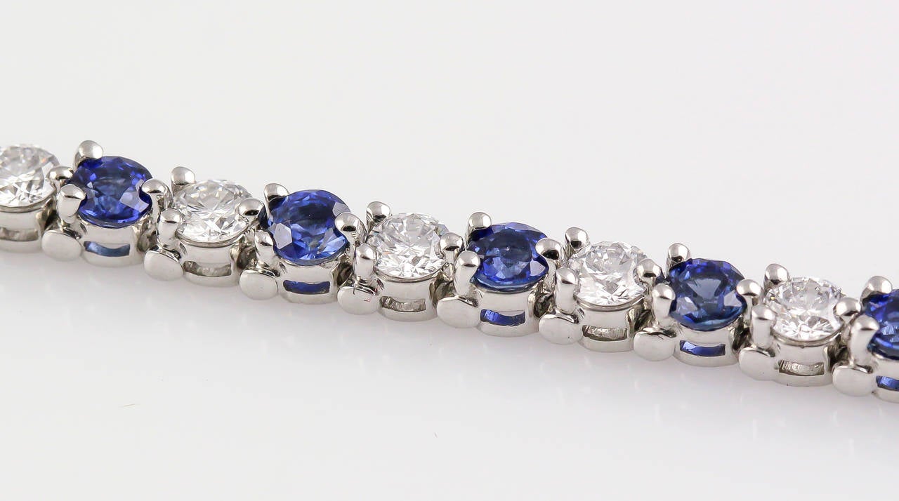 TIFFANY & CO.  Sapphire, Diamond and platinum Line Bracelet 1