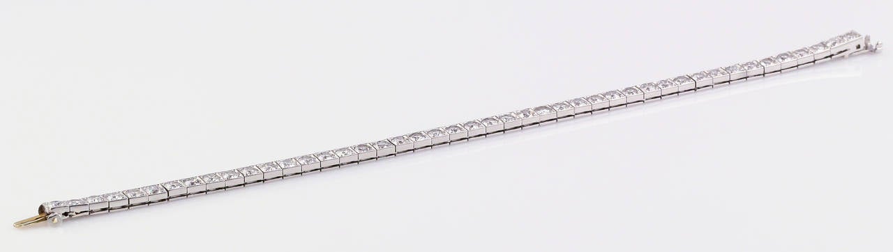 Tiffany & Co. Art Deco Diamond Platinum Tennis Bracelet In Excellent Condition In New York, NY