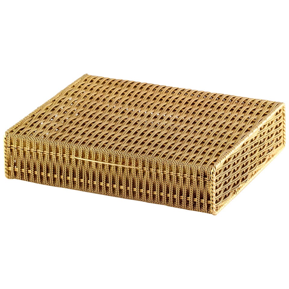 Tiffany & Co. Schlumberger Gold Basket Weave Box