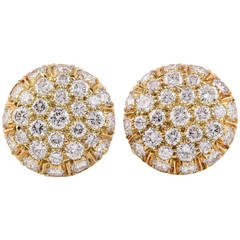 HARRY WINSTON Diamond and Gold Button Earrings