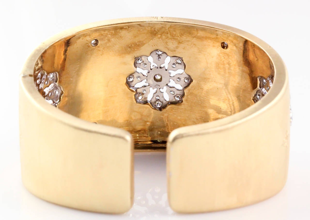 Women's M. BUCCELLATI Wide Diamond and Gold Cuff Bracelet