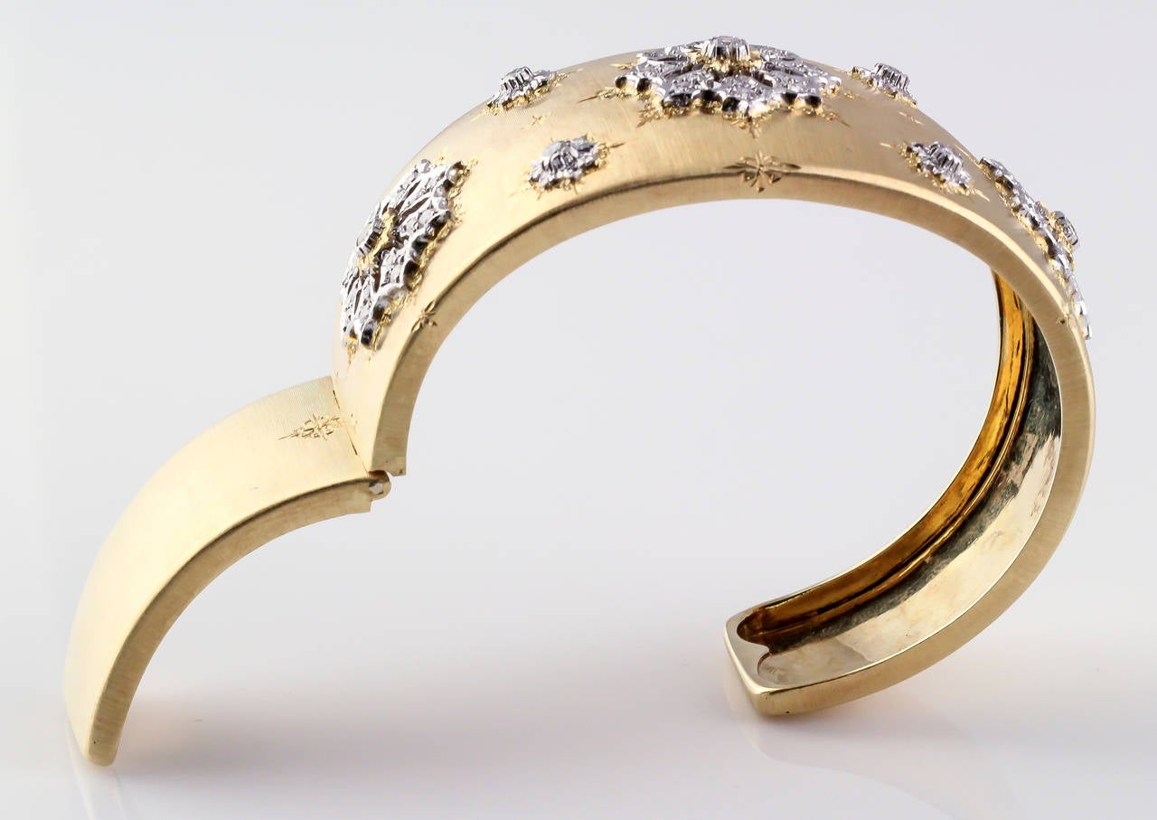 M. BUCCELLATI Wide Diamond and Gold Cuff Bracelet 1
