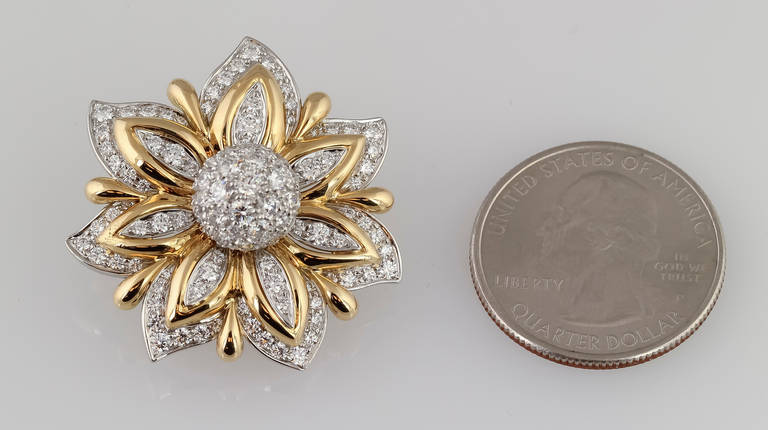 Contemporary Verdura Diamond Gold Platinum Primrose Earclips