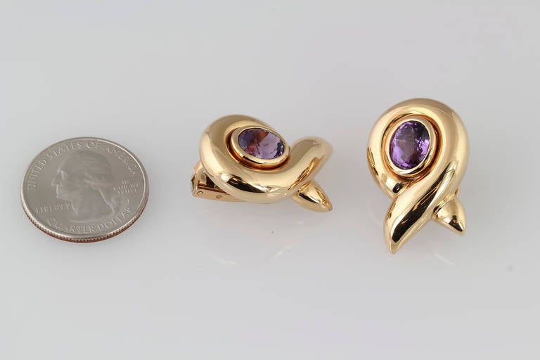 Verdura Amethyst Gold Horn Earrings