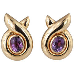 Verdura Amethyst Gold Horn Earrings