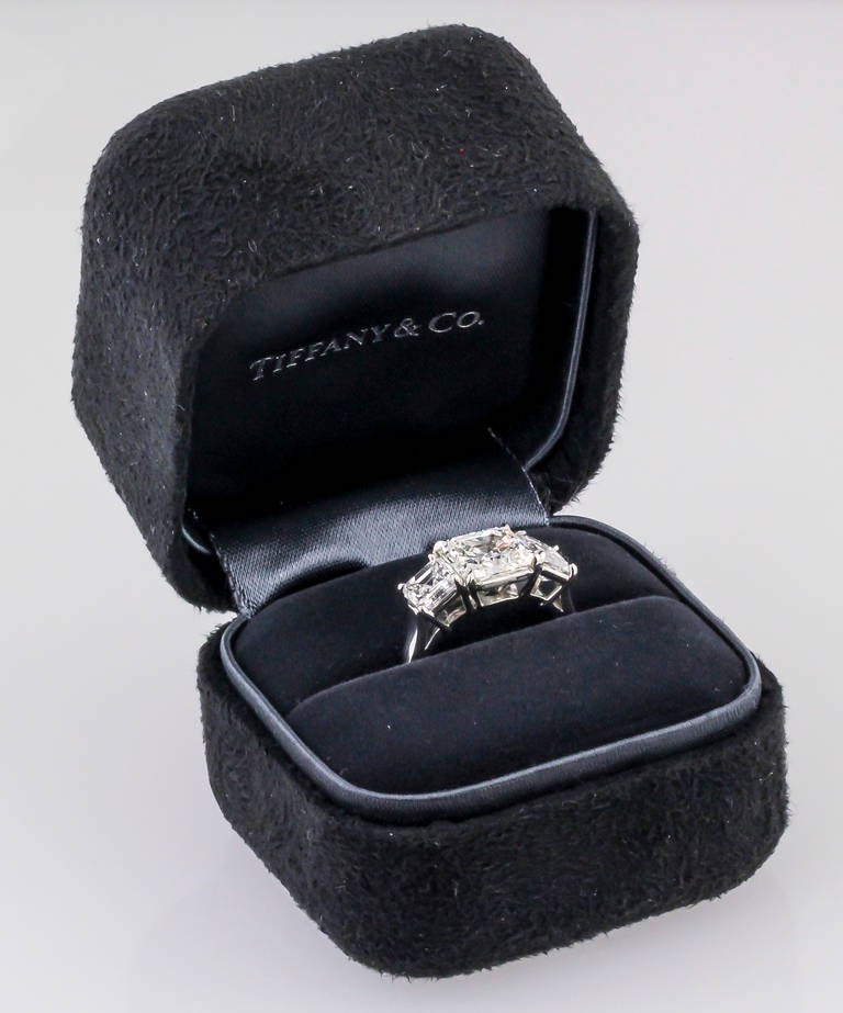Tiffany & Co. Three-Stone Diamond Platinum  Engagement Ring 2