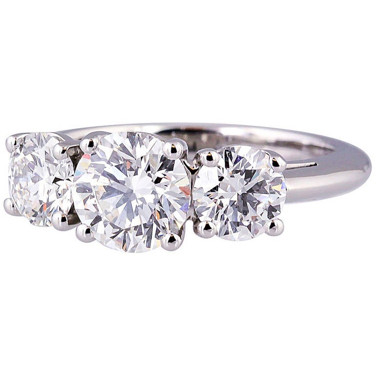 Tiffany & Co. Diamond Platinum Three-Stone Engagement Ring