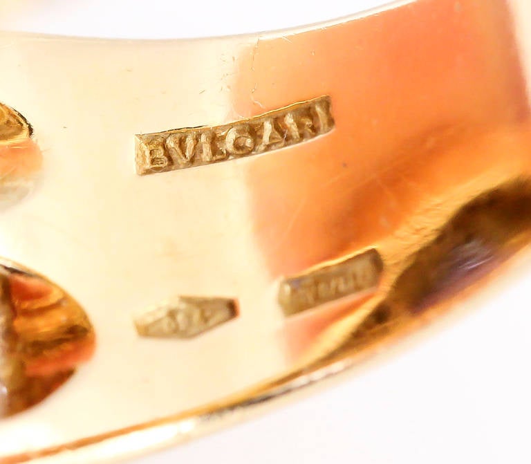 Bulgari Blue and Pink Sapphire Diamond Gold Ring In Excellent Condition In New York City, NY