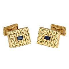 Boucheron Paris Sapphire Gold Cufflinks