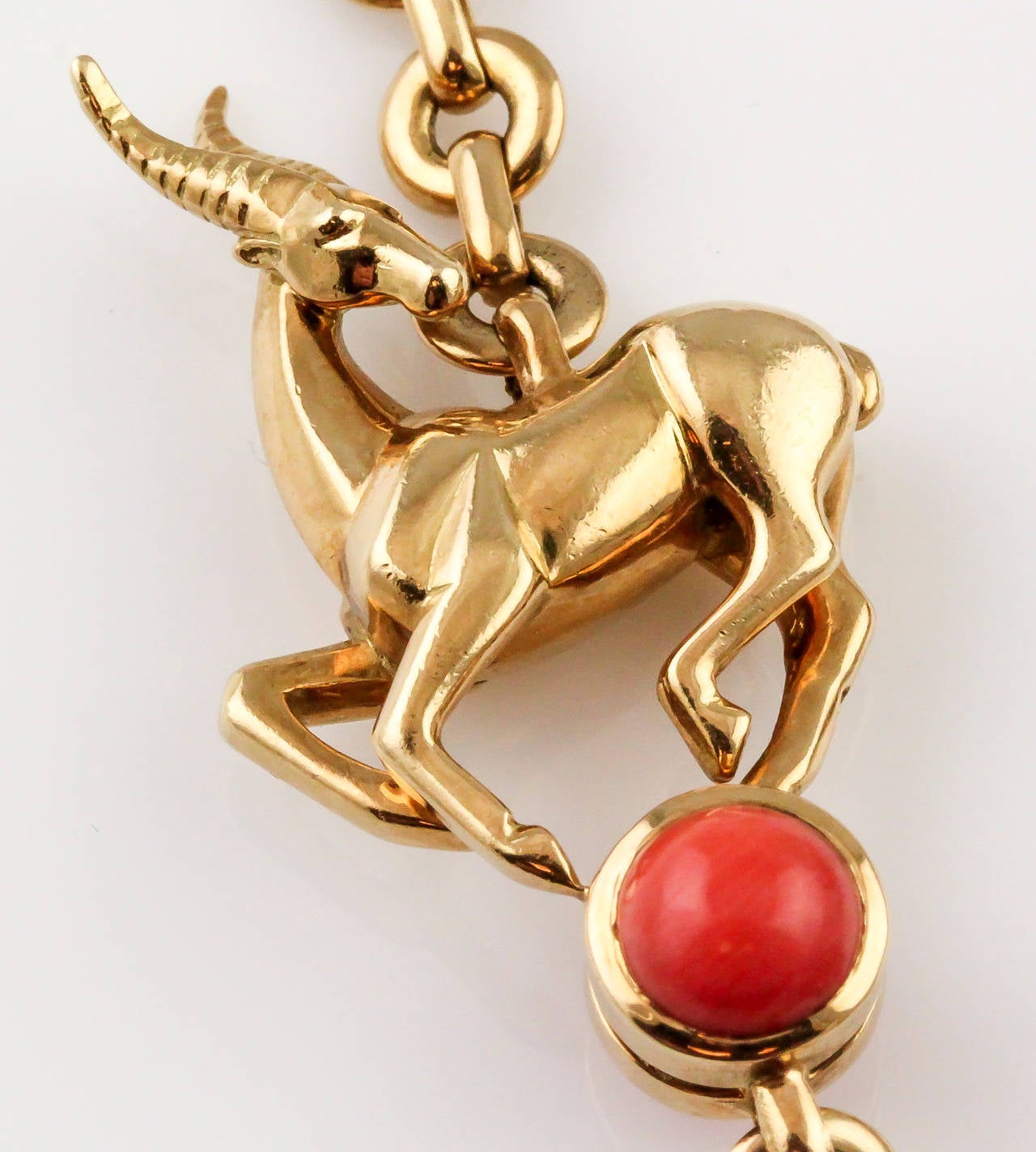Cartier Coral Lapis Gold Animal Charm Necklace 2
