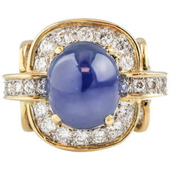 Tiffany & Co. Donald Claflin Sapphire Diamond Gold Platinum Ring 1