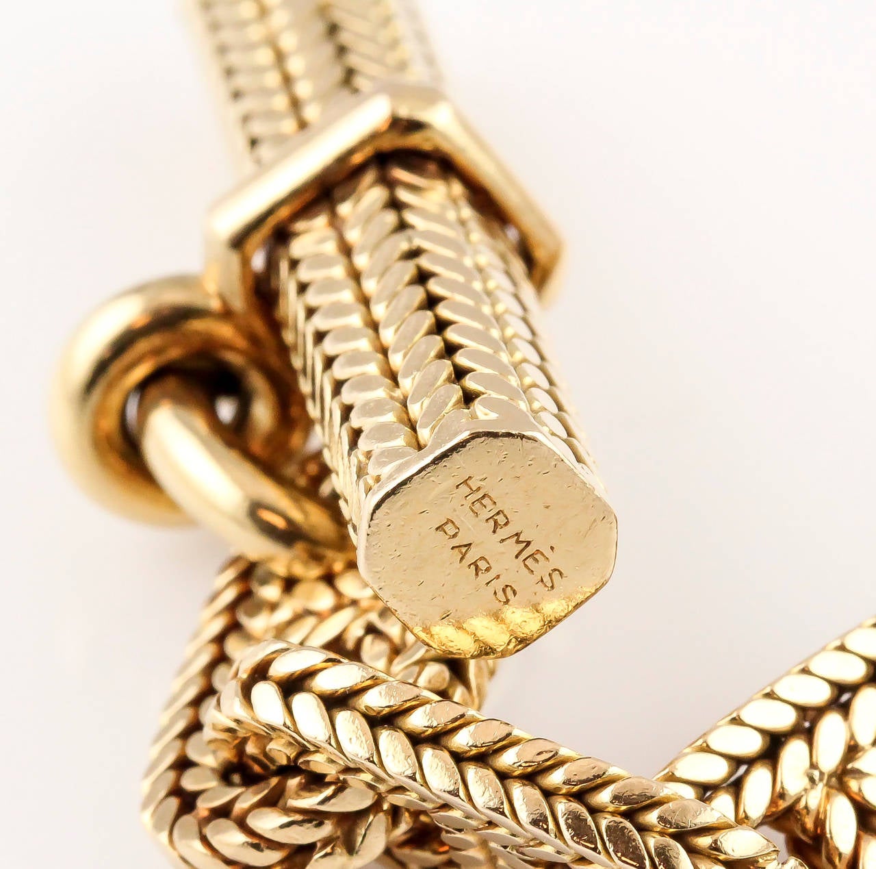 Hermes Chaine D'Ancre Tresse Gold Toggle Link Bracelet at 1stdibs